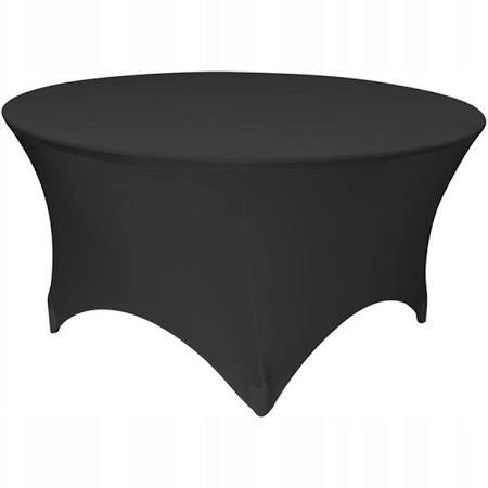 Czarny pokrowiec stretch cover na stół bankietowy okrągły fi 150cm na wynajem w Szczecinie